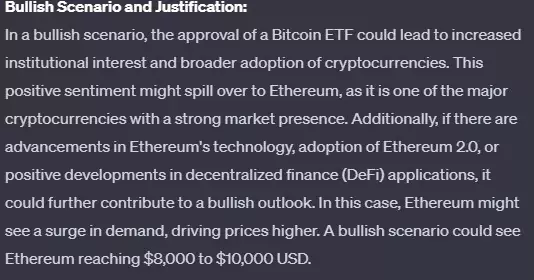 ChatGPT спрогнозировал цену Ethereum после одобрения биткоин-ETF