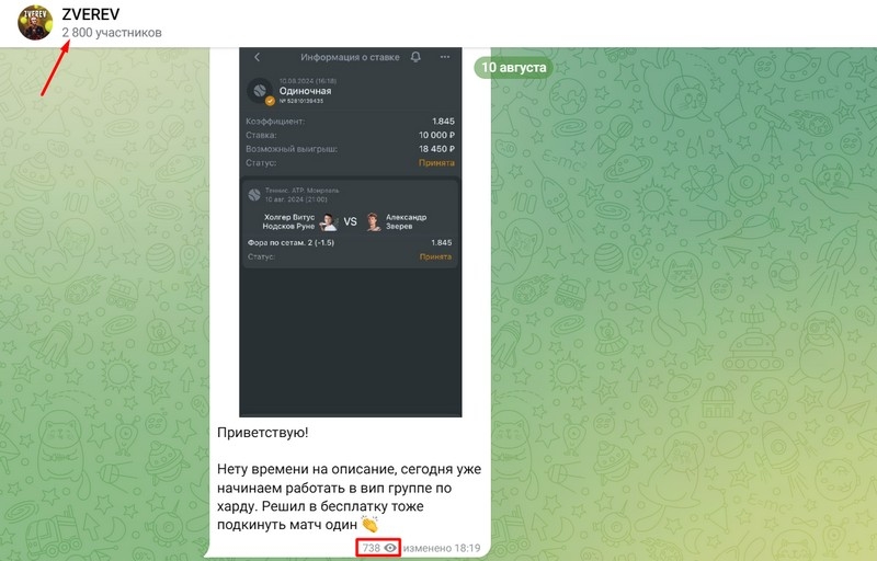 ZVEREV — ставки на спорт в Телеграмм, честные отзывы